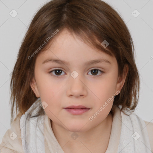 Neutral white child female with medium  brown hair and brown eyes