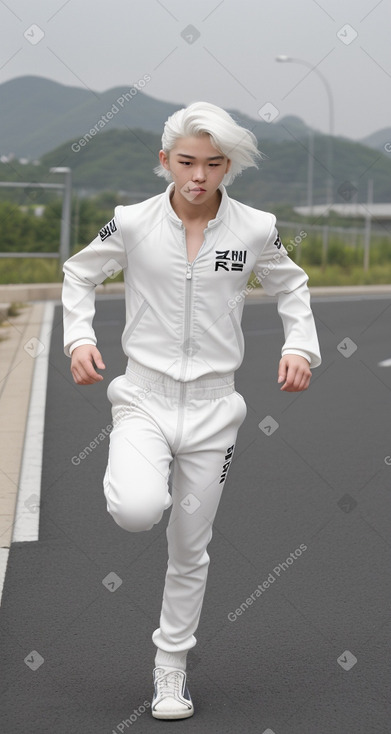 South korean teenager boy with  white hair