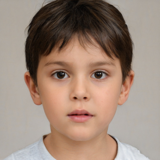 Neutral white child male with short  brown hair and brown eyes