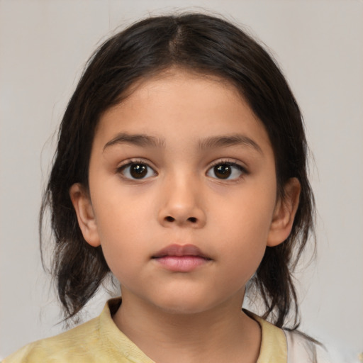 Neutral asian child female with medium  brown hair and brown eyes