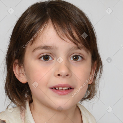 Neutral white child female with medium  brown hair and brown eyes