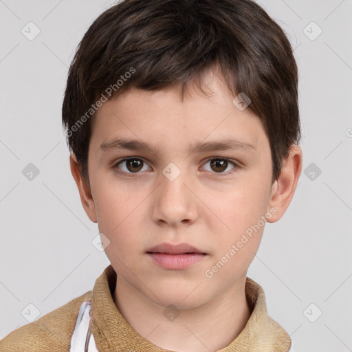 Neutral white child male with short  brown hair and brown eyes