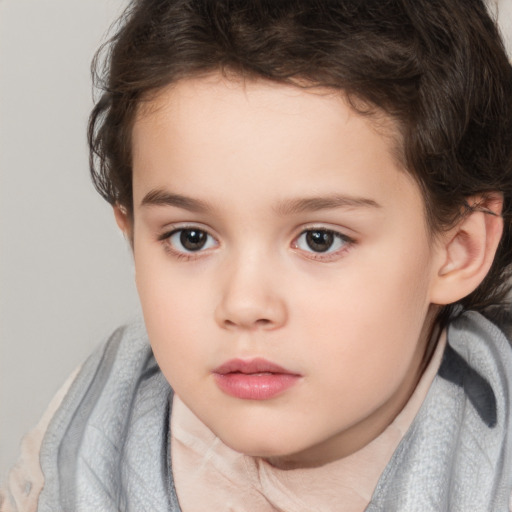 Neutral white child female with short  brown hair and brown eyes