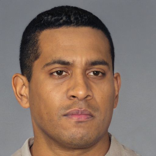 Neutral latino young-adult male with short  brown hair and brown eyes