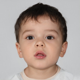 Neutral white child male with short  brown hair and brown eyes