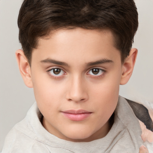 Neutral white child male with short  brown hair and brown eyes