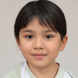 Neutral asian child female with medium  brown hair and brown eyes