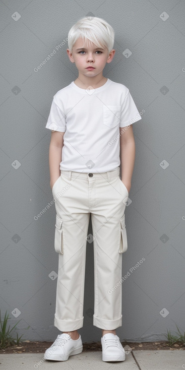 Caucasian child boy with  white hair