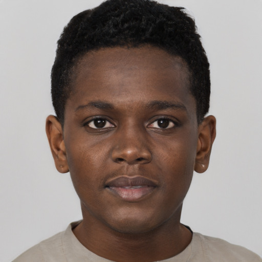 Neutral black young-adult male with short  brown hair and brown eyes