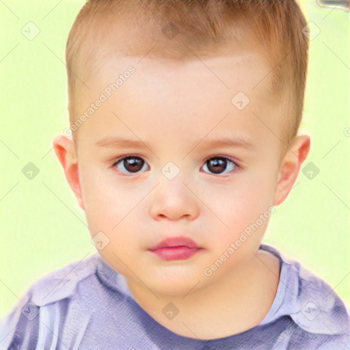 Neutral white child male with short  brown hair and brown eyes