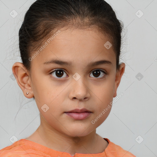 Neutral white child female with short  brown hair and brown eyes