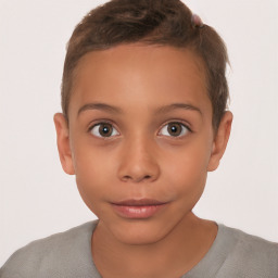 Neutral white child female with short  brown hair and brown eyes