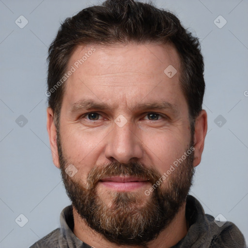 Neutral white adult male with short  brown hair and brown eyes