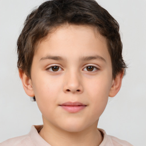 Neutral white child male with short  brown hair and brown eyes