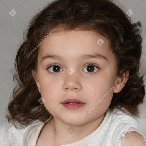 Neutral white child female with medium  brown hair and brown eyes