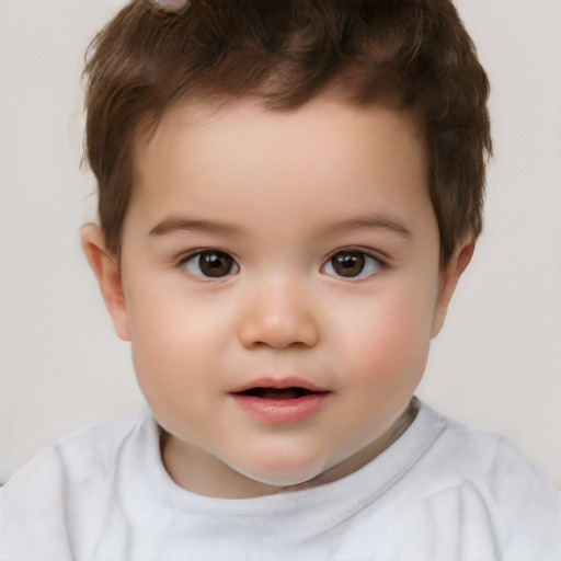 Neutral white child male with short  brown hair and brown eyes