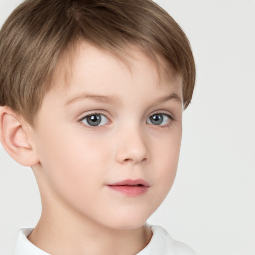 Neutral white child male with short  brown hair and brown eyes