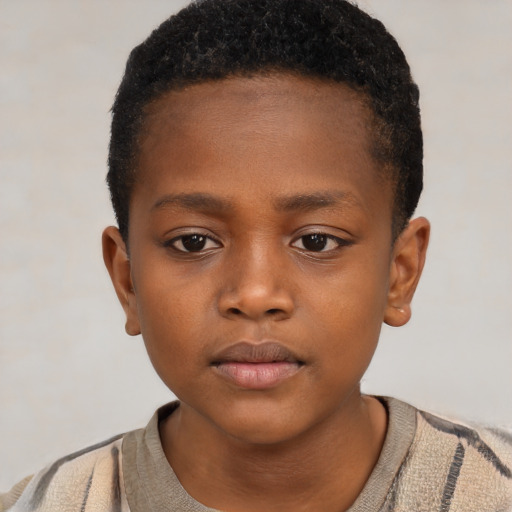 Neutral black child male with short  brown hair and brown eyes