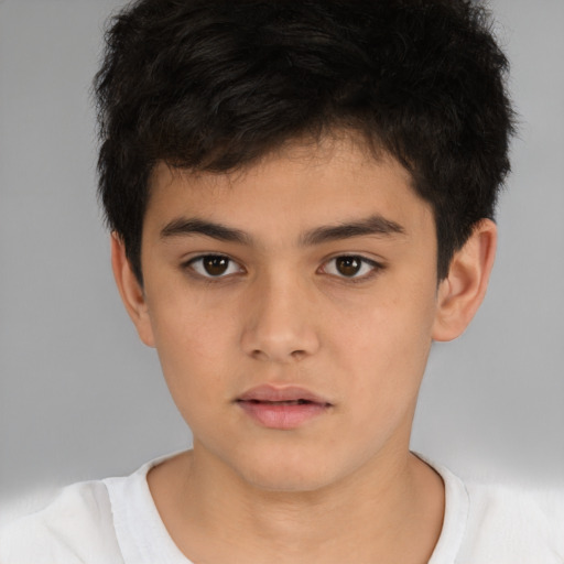 Neutral asian young-adult male with short  brown hair and brown eyes