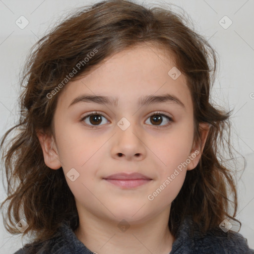 Neutral white child female with medium  brown hair and brown eyes