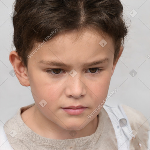 Neutral white child male with short  brown hair and brown eyes