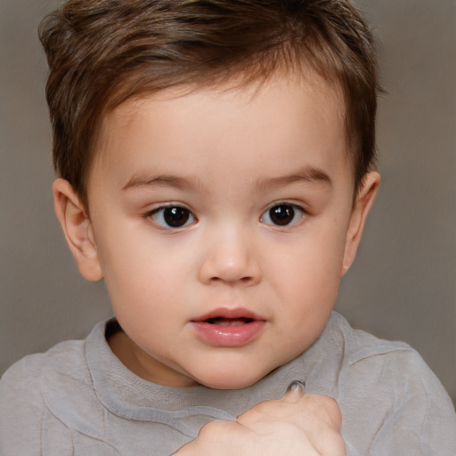 Neutral white child female with short  brown hair and brown eyes