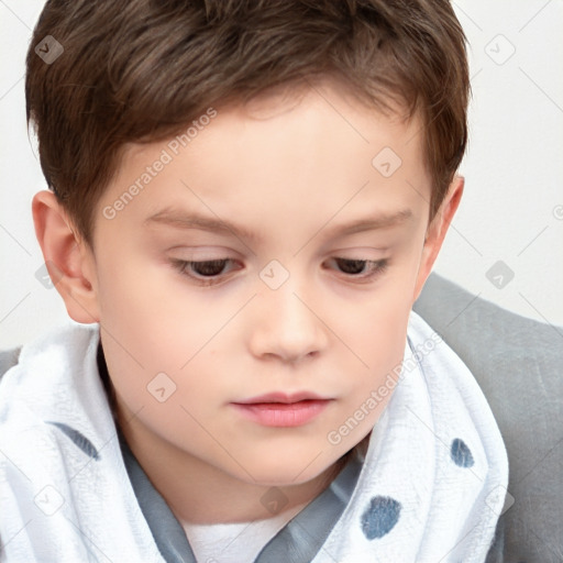 Neutral white child male with short  brown hair and brown eyes