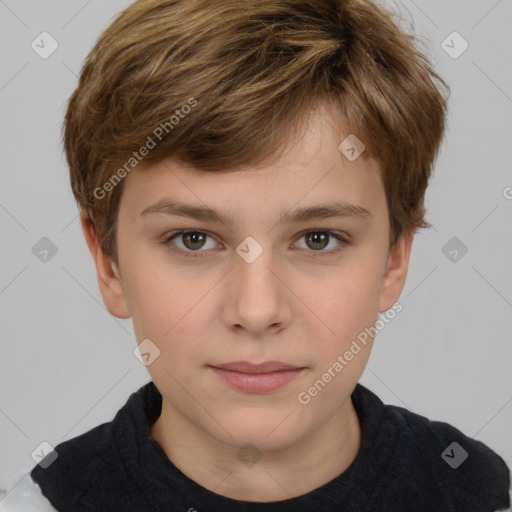 Neutral white child male with short  brown hair and brown eyes