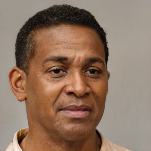 Neutral latino adult male with short  brown hair and brown eyes