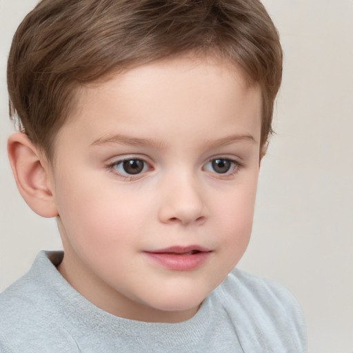 Neutral white child male with short  brown hair and brown eyes