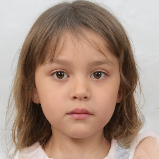 Neutral white child female with medium  brown hair and brown eyes