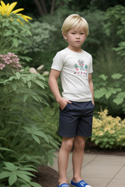 Mongolian child boy with  blonde hair