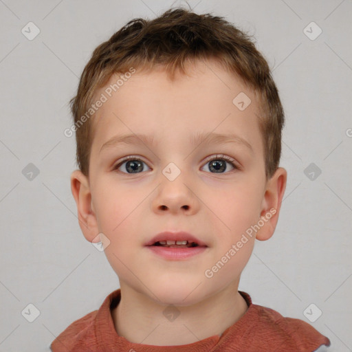 Neutral white child male with short  brown hair and brown eyes