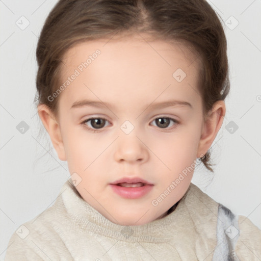 Neutral white child female with medium  brown hair and brown eyes