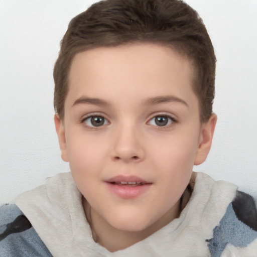 Neutral white child female with short  brown hair and brown eyes