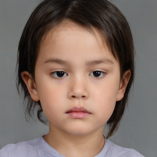 Neutral white child female with medium  brown hair and brown eyes