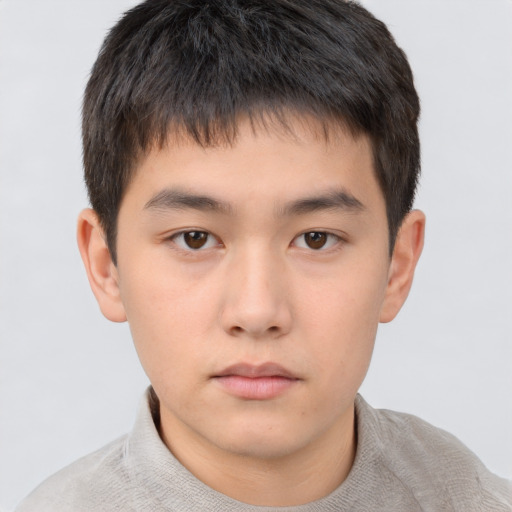 Neutral white child male with short  brown hair and brown eyes