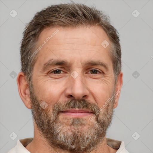 Neutral white adult male with short  brown hair and brown eyes