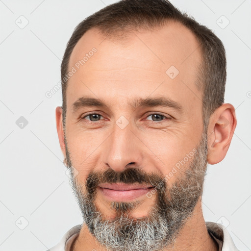 Neutral white adult male with short  brown hair and brown eyes