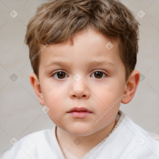 Neutral white child male with short  brown hair and brown eyes