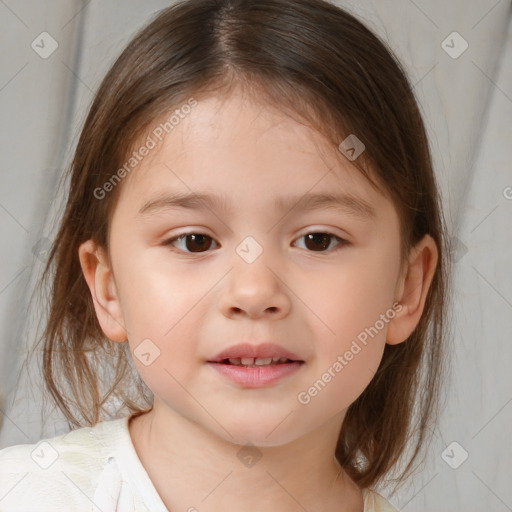 Neutral white child female with medium  brown hair and brown eyes