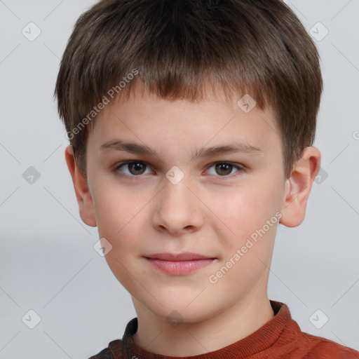 Neutral white child male with short  brown hair and brown eyes