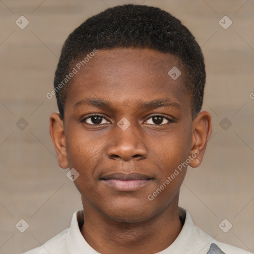 Neutral black young-adult male with short  brown hair and brown eyes