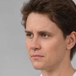 Neutral white adult male with short  brown hair and brown eyes