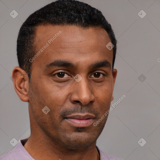 Neutral latino young-adult male with short  brown hair and brown eyes