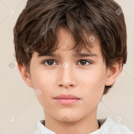 Neutral white child female with short  brown hair and brown eyes