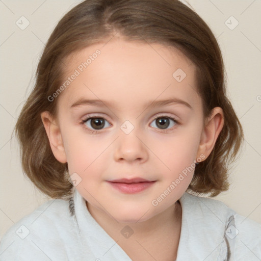 Neutral white child female with medium  brown hair and brown eyes