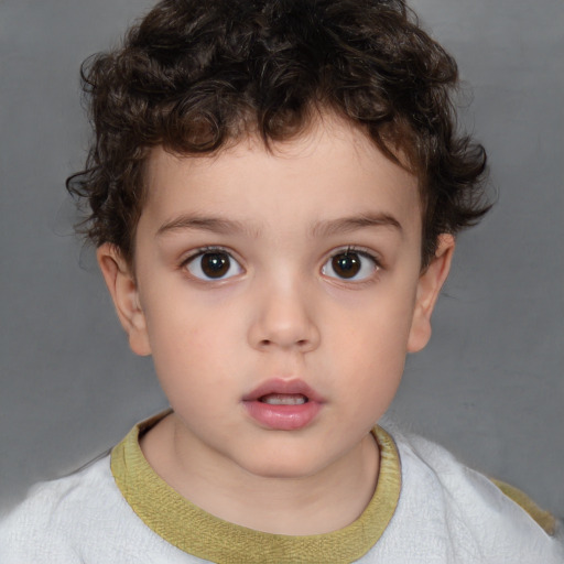 Neutral white child male with short  brown hair and brown eyes