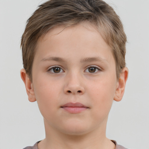 Neutral white child male with short  brown hair and brown eyes