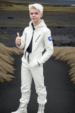 Icelandic teenager boy with  white hair